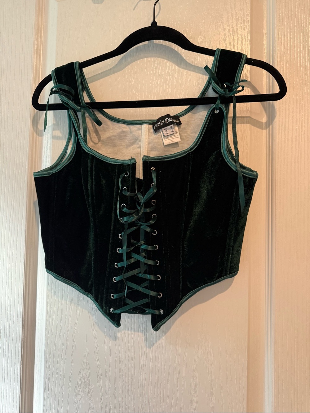 Emerald Velvet Lace-Up Corset Bodysuit by Scarlett Darkness